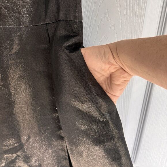 Armani Exchange Sz 0 NWT Black Shimmer Sleeveless Pleated Dress‎ w/ Pockets - Picture 5 of 11